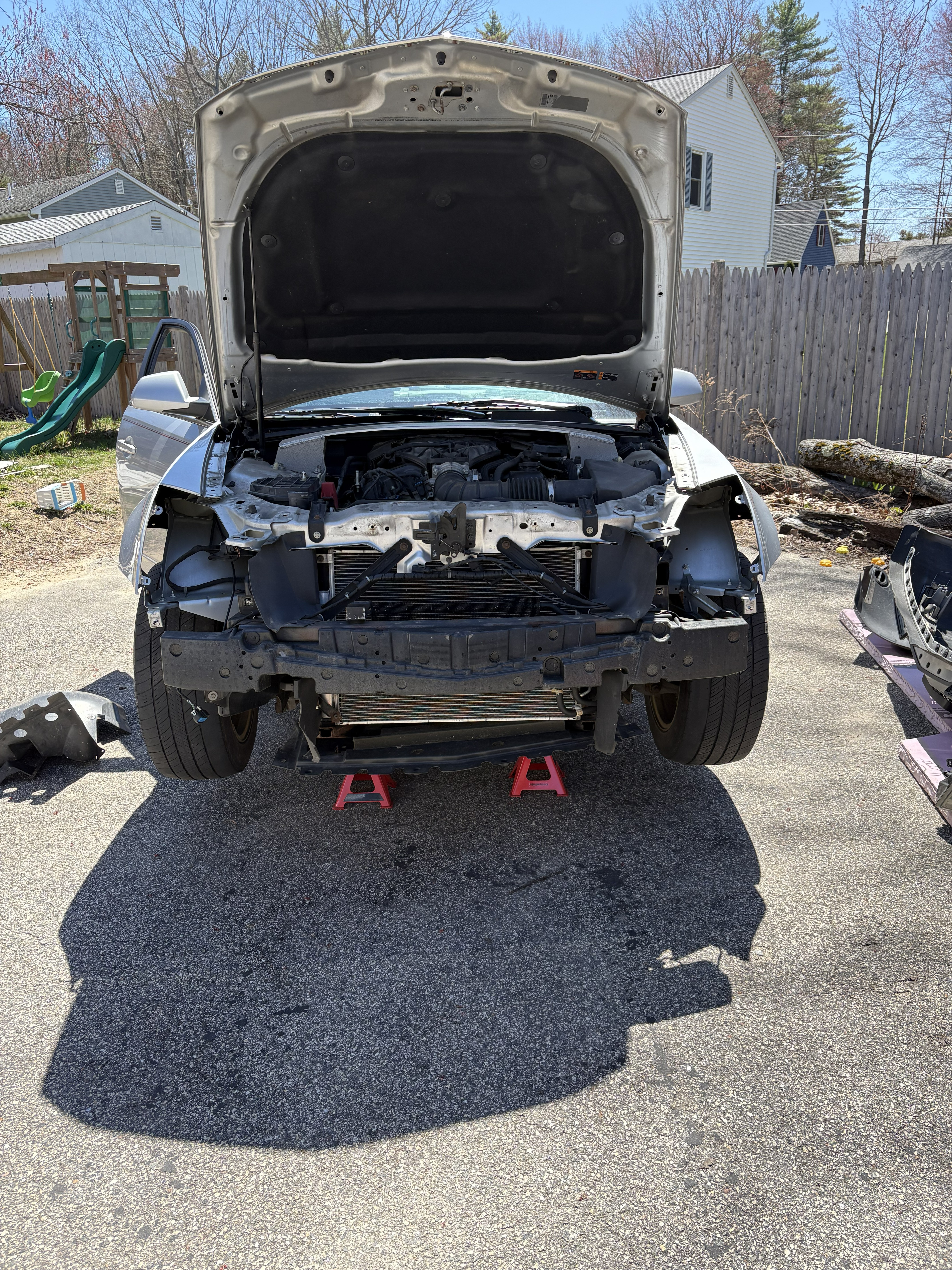 Bumper removed and replacing bulbs