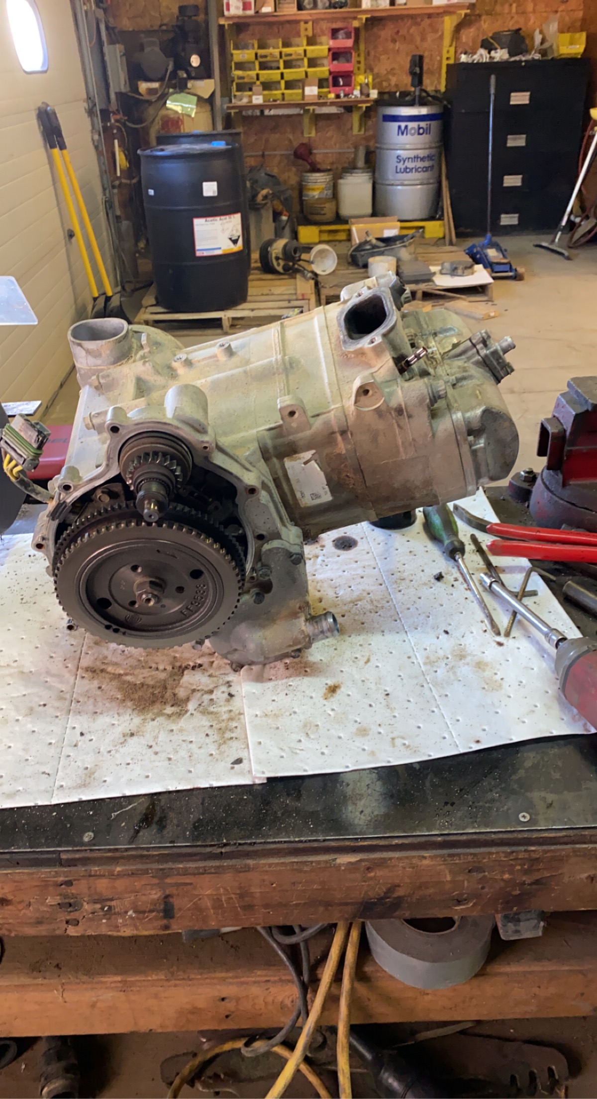 Disassembling damaged engine