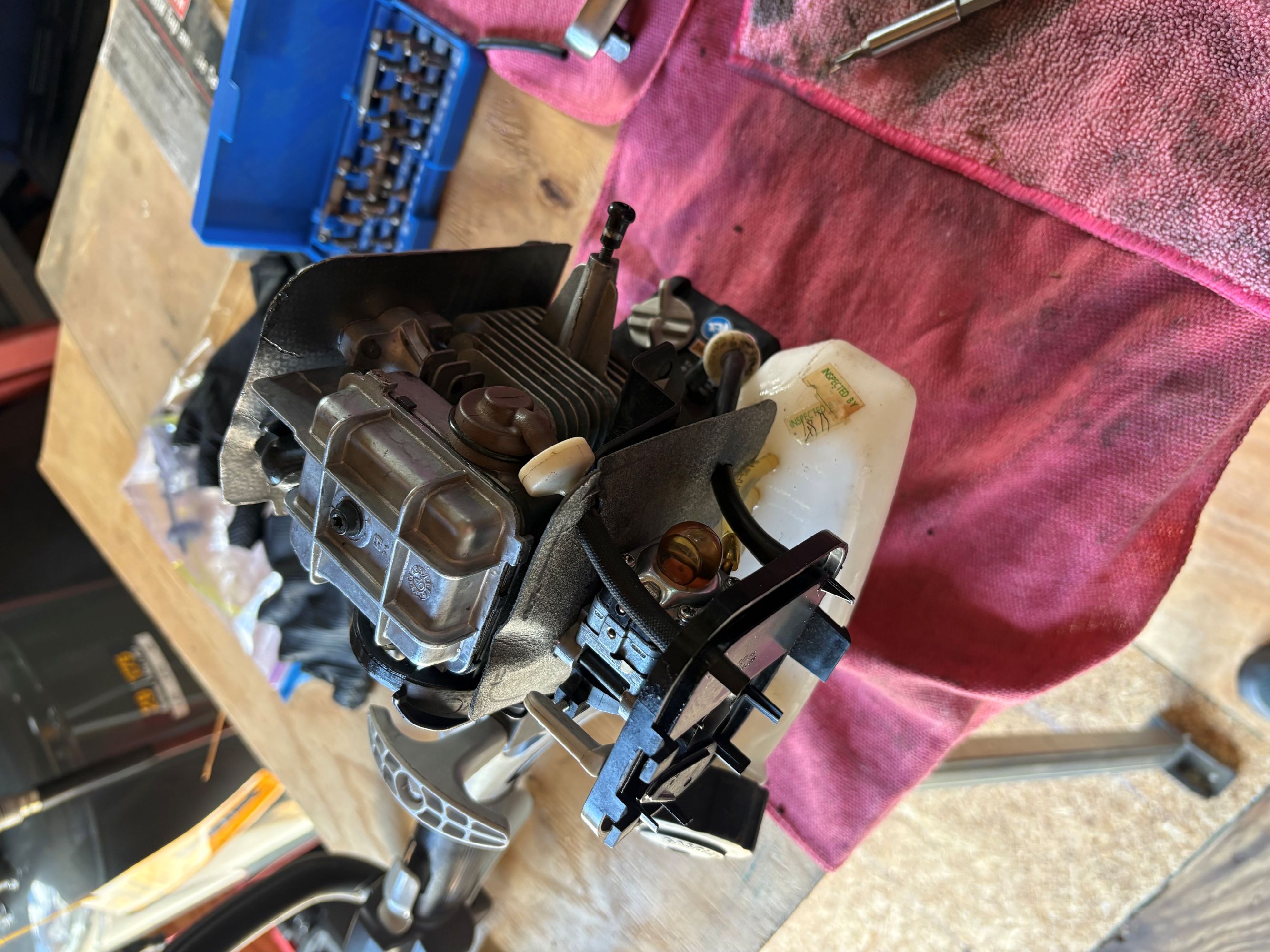 Getting ready to adjust the valves in a Trimmer